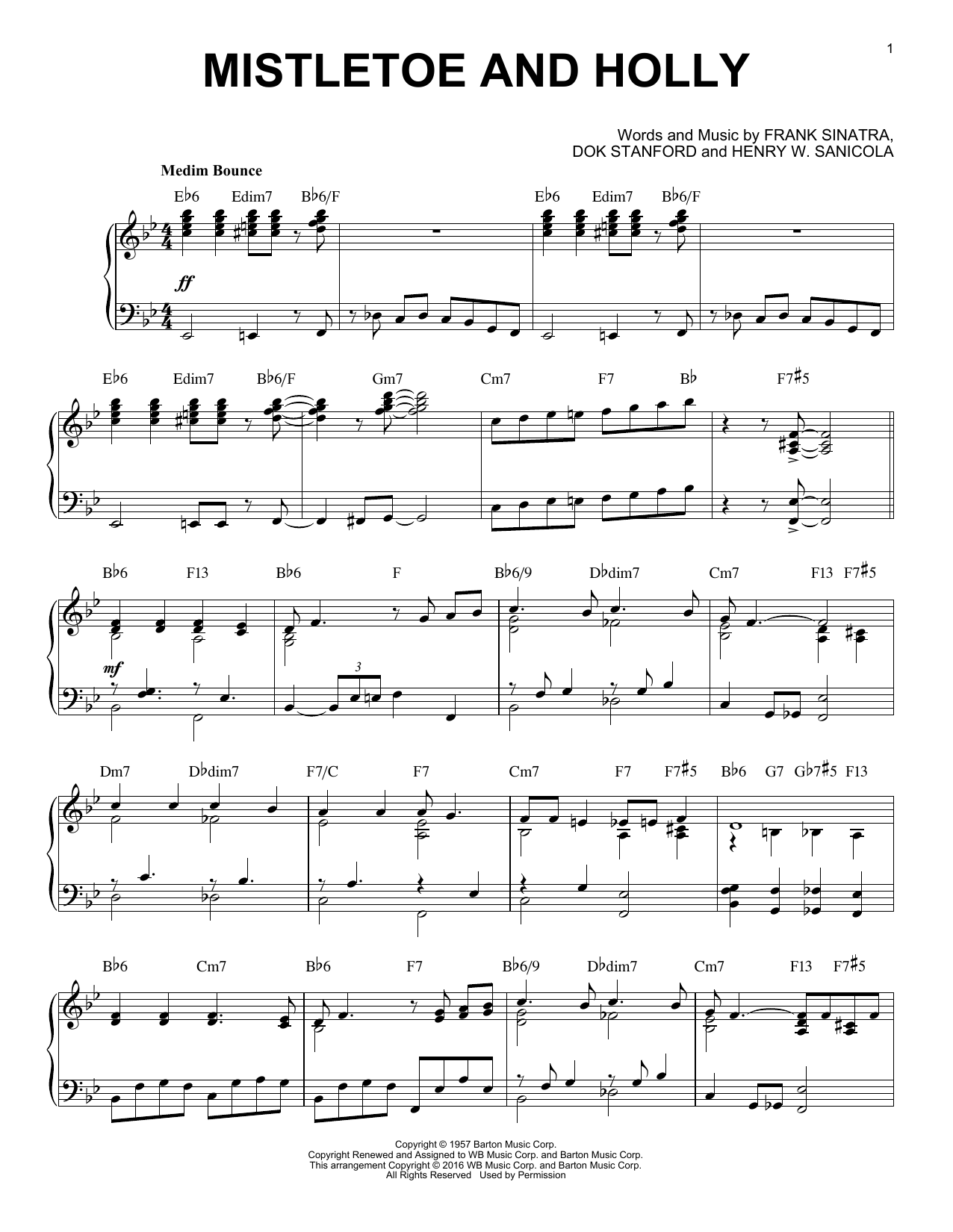 Download Frank Sinatra Mistletoe And Holly Sheet Music and learn how to play Piano PDF digital score in minutes