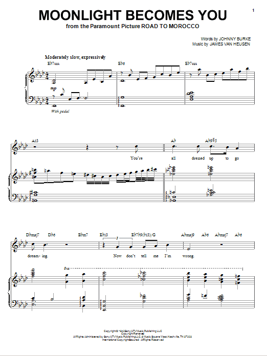 Download Frank Sinatra Moonlight Becomes You Sheet Music and learn how to play Piano, Vocal & Guitar (Right-Hand Melody) PDF digital score in minutes