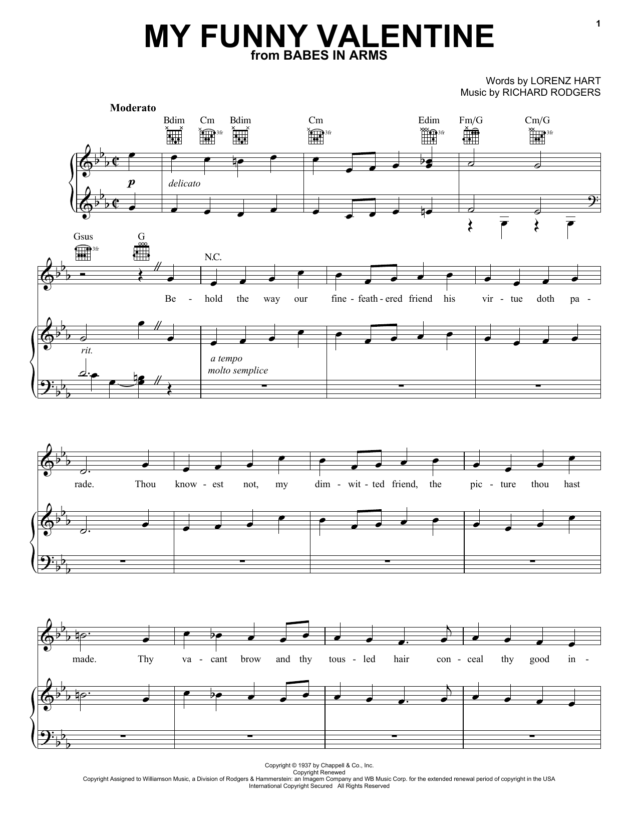 Download Frank Sinatra My Funny Valentine Sheet Music and learn how to play Piano, Vocal & Guitar (Right-Hand Melody) PDF digital score in minutes