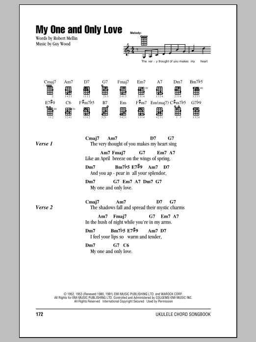 Download Frank Sinatra My One And Only Love Sheet Music and learn how to play Ukulele Chords/Lyrics PDF digital score in minutes