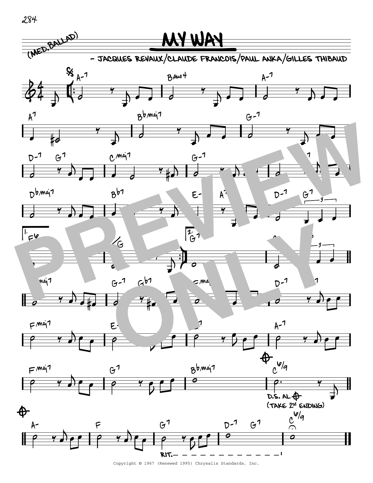 Download Frank Sinatra My Way [Reharmonized version] (arr. Jack Grassel) Sheet Music and learn how to play Real Book – Melody & Chords PDF digital score in minutes