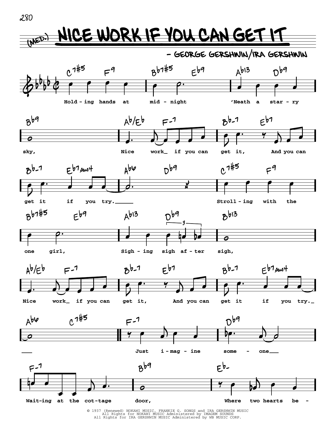 Download Frank Sinatra Nice Work If You Can Get It (High Voice) Sheet Music and learn how to play Real Book – Melody, Lyrics & Chords PDF digital score in minutes