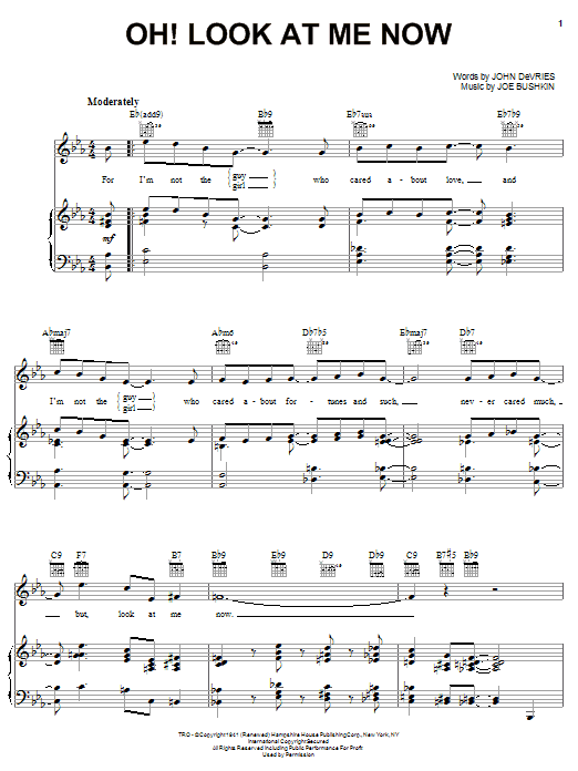 Download Frank Sinatra Oh! Look At Me Now Sheet Music and learn how to play Piano, Vocal & Guitar (Right-Hand Melody) PDF digital score in minutes
