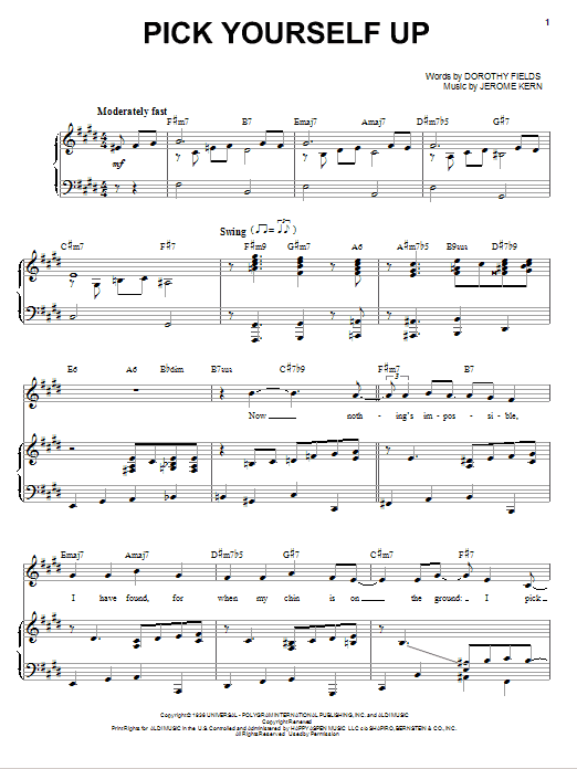 Download Frank Sinatra Pick Yourself Up Sheet Music and learn how to play Piano, Vocal & Guitar (Right-Hand Melody) PDF digital score in minutes