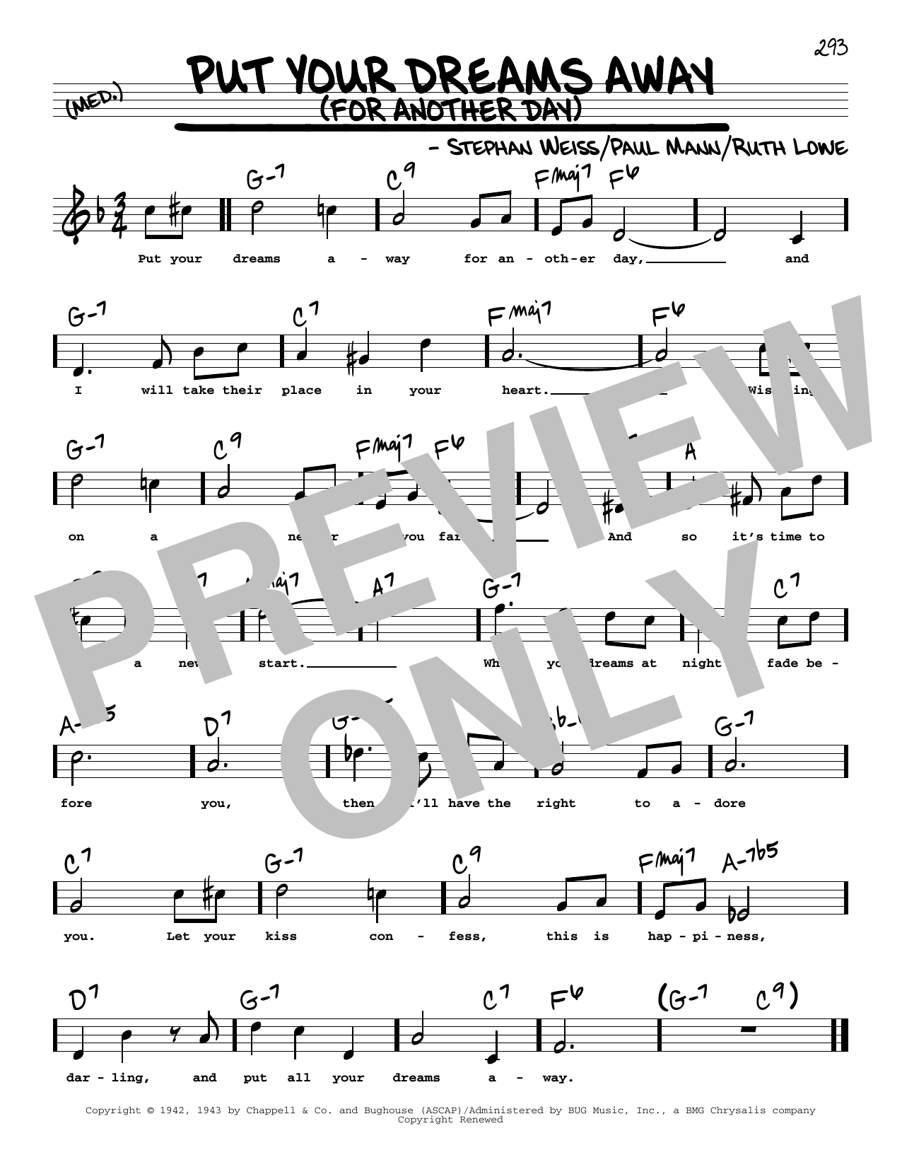 Download Frank Sinatra Put Your Dreams Away (For Another Day) (High Voice) Sheet Music and learn how to play Real Book – Melody, Lyrics & Chords PDF digital score in minutes