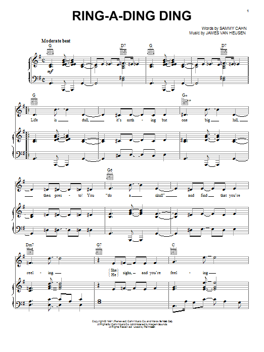 Download Frank Sinatra Ring-A-Ding Ding Sheet Music and learn how to play Piano & Vocal PDF digital score in minutes