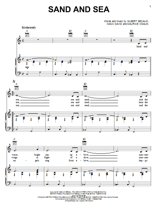 Download Frank Sinatra Sand and Sea Sheet Music and learn how to play Piano, Vocal & Guitar (Right-Hand Melody) PDF digital score in minutes