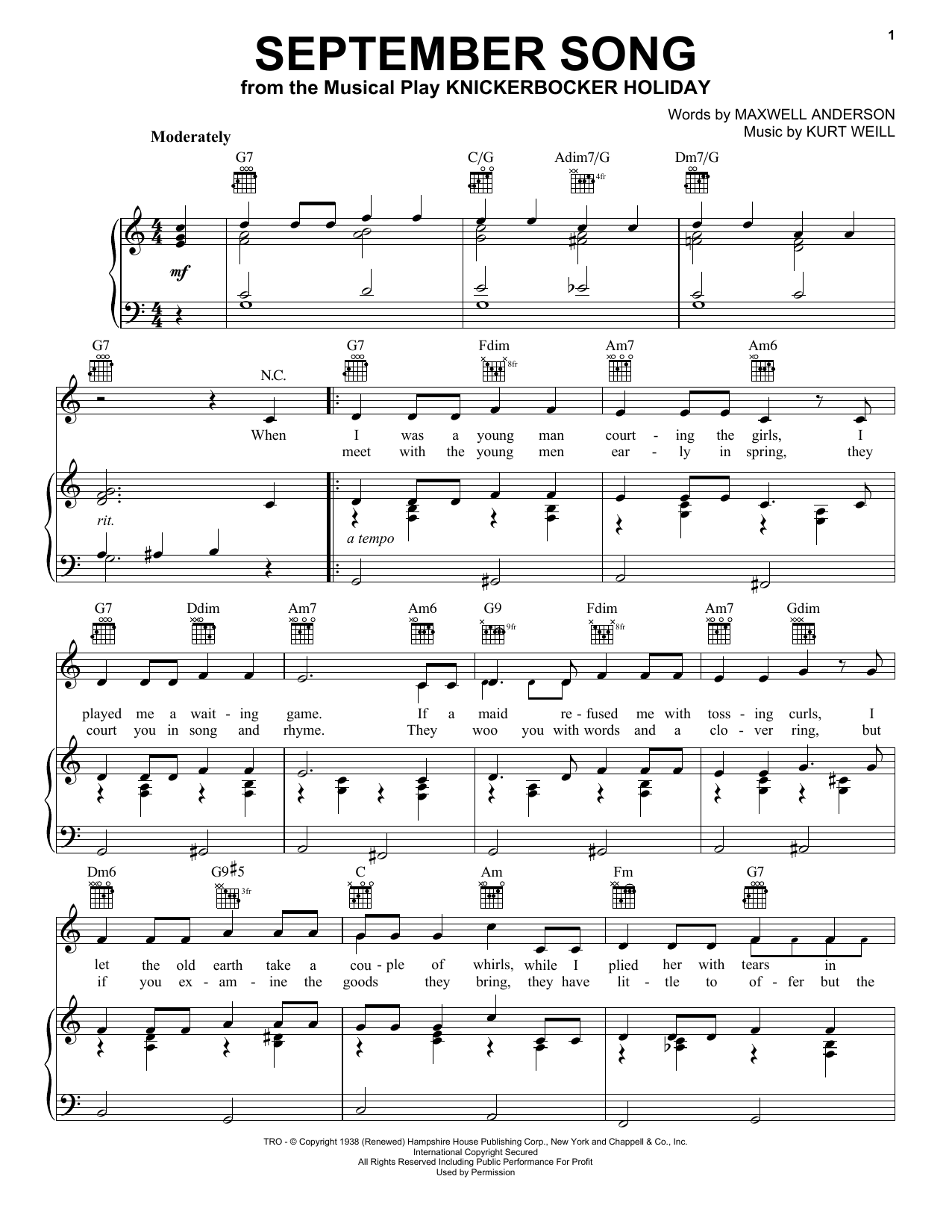 Download Frank Sinatra September Song Sheet Music and learn how to play Ukulele with strumming patterns PDF digital score in minutes