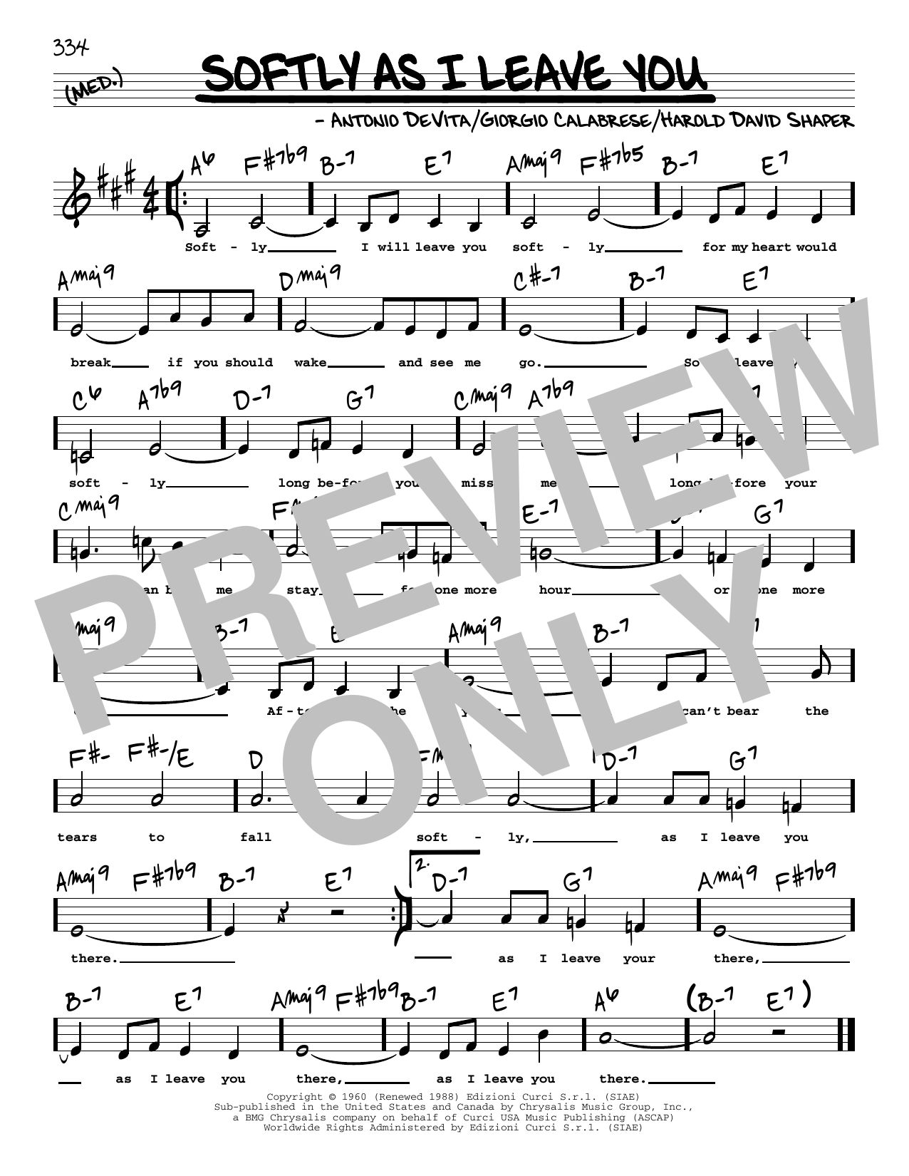 Download Frank Sinatra Softly As I Leave You (Low Voice) Sheet Music and learn how to play Real Book – Melody, Lyrics & Chords PDF digital score in minutes