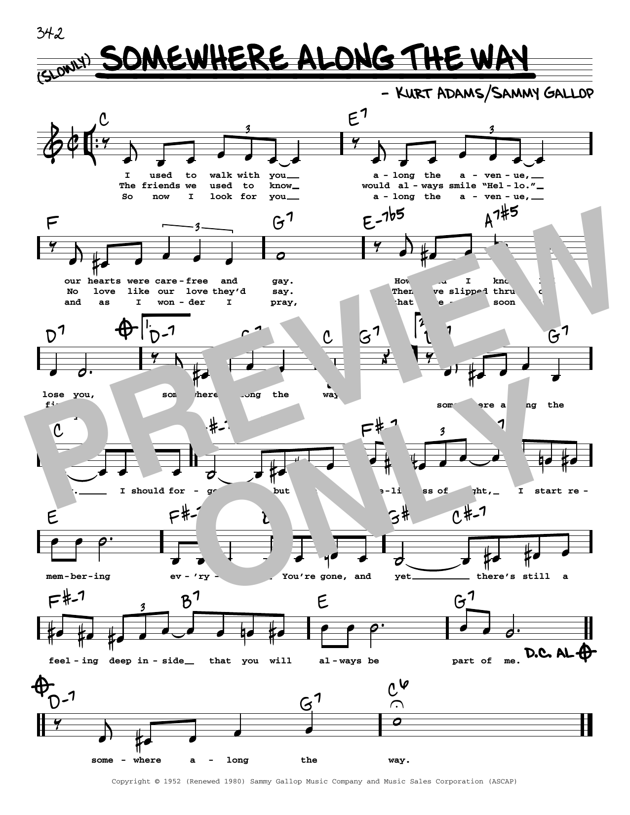 Download Frank Sinatra Somewhere Along The Way (Low Voice) Sheet Music and learn how to play Real Book – Melody, Lyrics & Chords PDF digital score in minutes