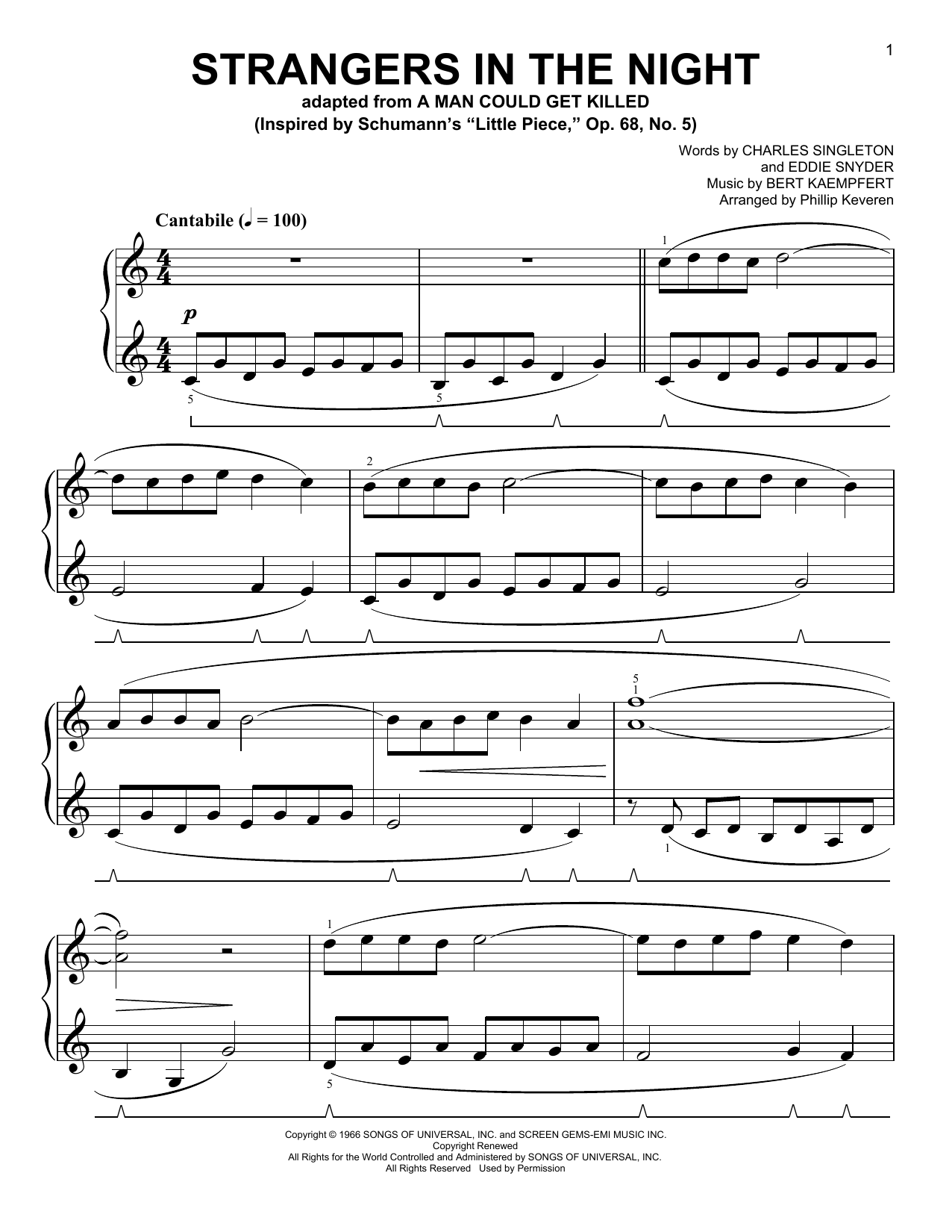 Download Phillip Keveren Strangers In The Night Sheet Music and learn how to play Easy Piano PDF digital score in minutes
