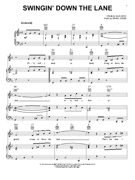 Download Frank Sinatra Swingin' Down The Lane Sheet Music and learn how to play Piano, Vocal & Guitar (Right-Hand Melody) PDF digital score in minutes