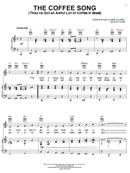 Download Frank Sinatra The Coffee Song (They've Got An Awful Lot Of Coffee In Brazil) Sheet Music and learn how to play Piano, Vocal & Guitar Chords (Right-Hand Melody) PDF digital score in minutes