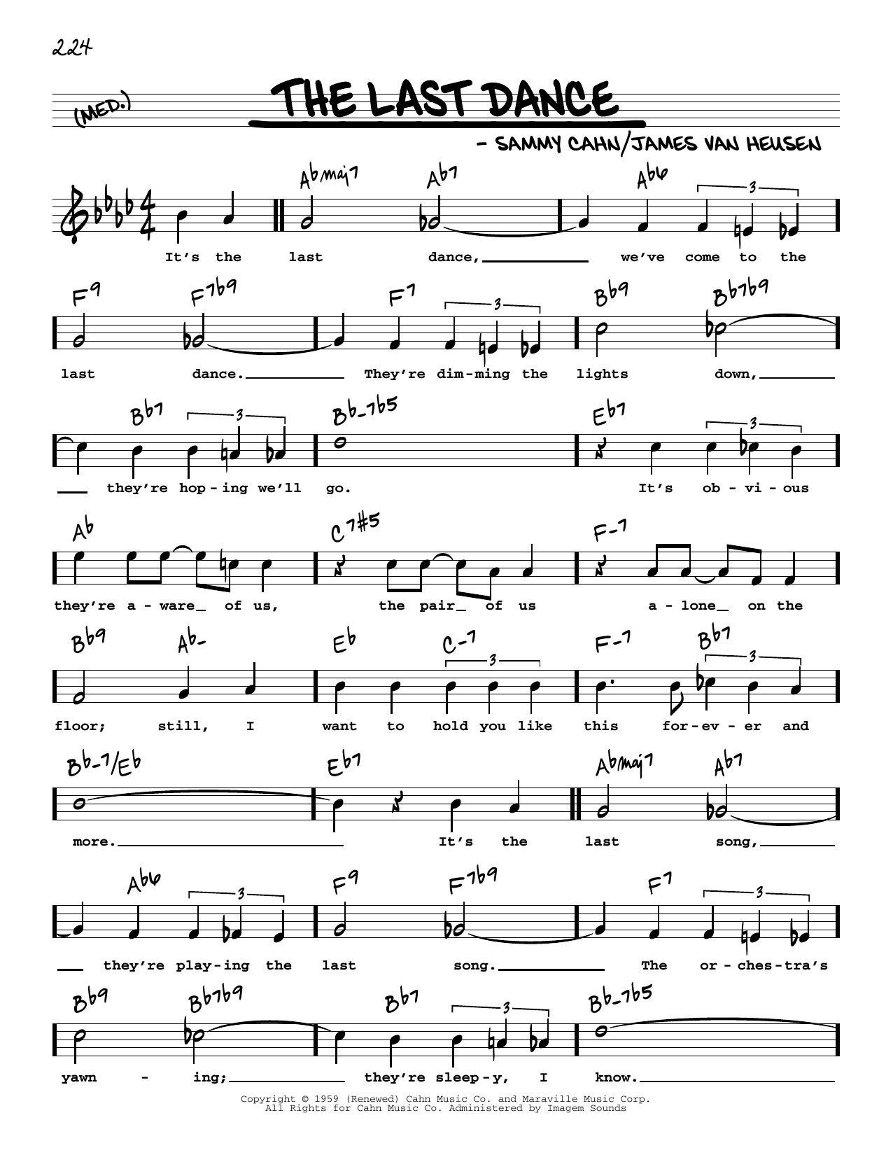 Download Frank Sinatra The Last Dance (High Voice) Sheet Music and learn how to play Real Book – Melody, Lyrics & Chords PDF digital score in minutes