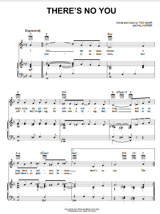 Download Frank Sinatra There's No You Sheet Music and learn how to play Easy Piano PDF digital score in minutes
