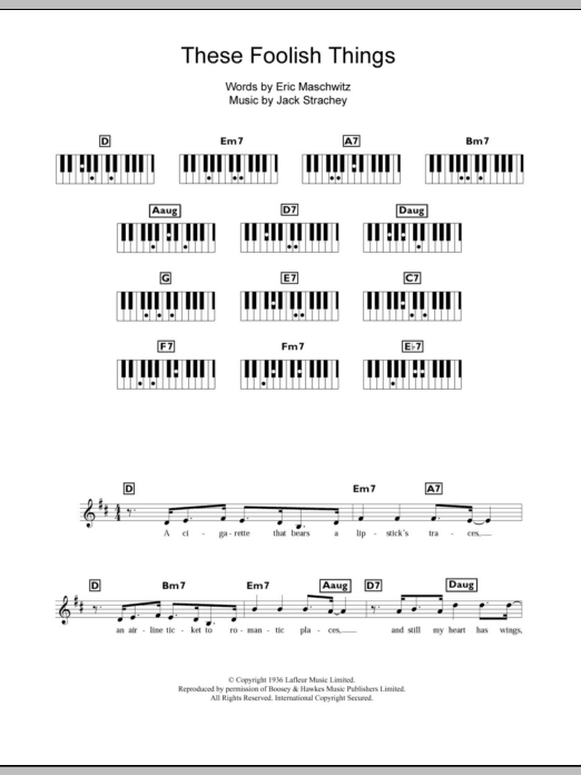 Download Frank Sinatra These Foolish Things Sheet Music and learn how to play Beginner Piano PDF digital score in minutes