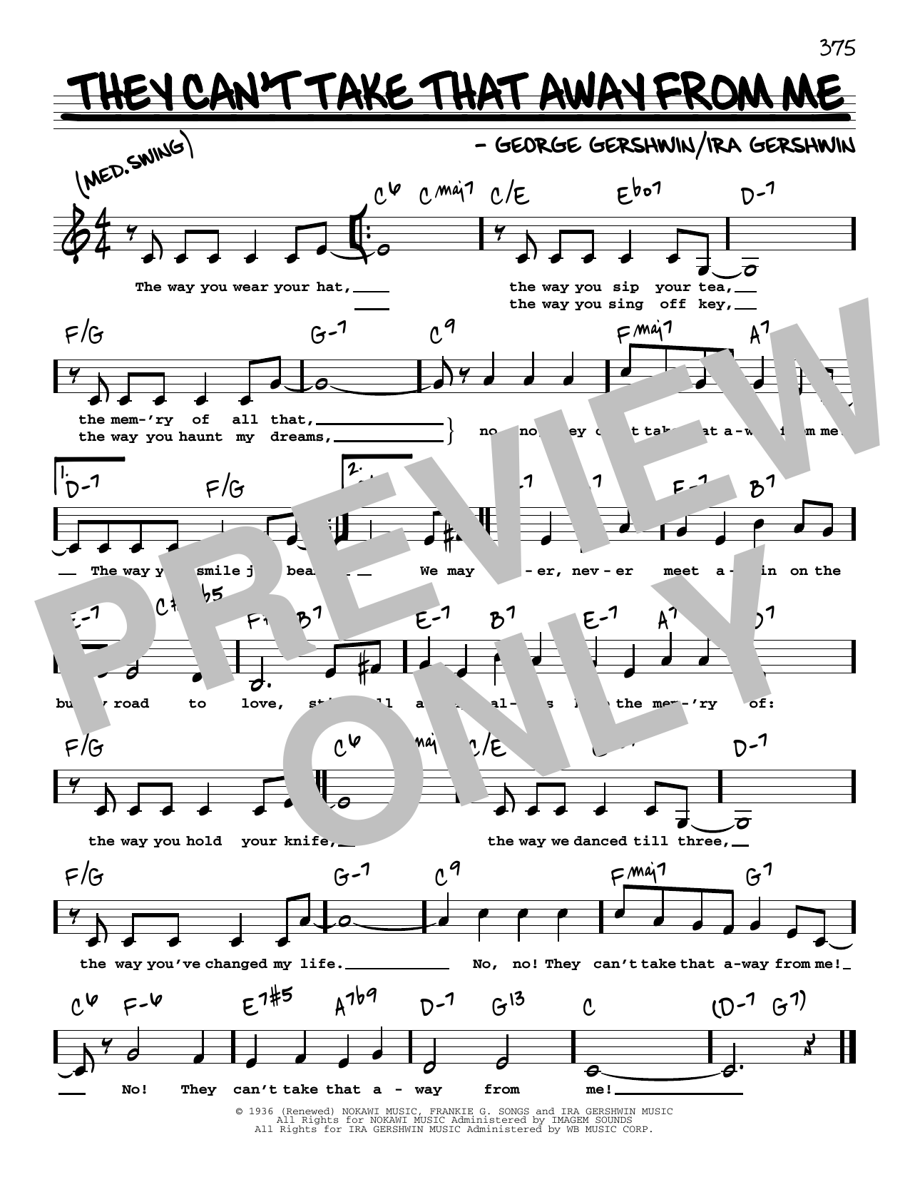 Download Frank Sinatra They Can't Take That Away From Me (Low Voice) Sheet Music and learn how to play Real Book – Melody, Lyrics & Chords PDF digital score in minutes