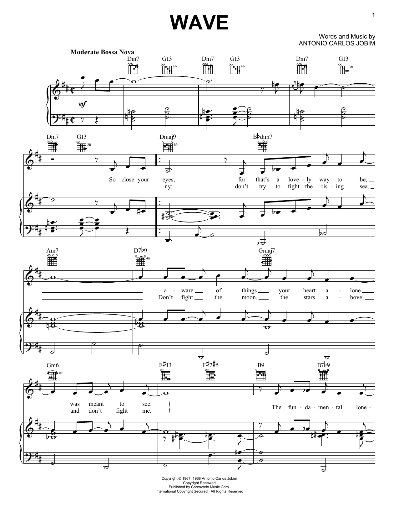 Download Frank Sinatra Wave Sheet Music and learn how to play Piano, Vocal & Guitar (Right-Hand Melody) PDF digital score in minutes