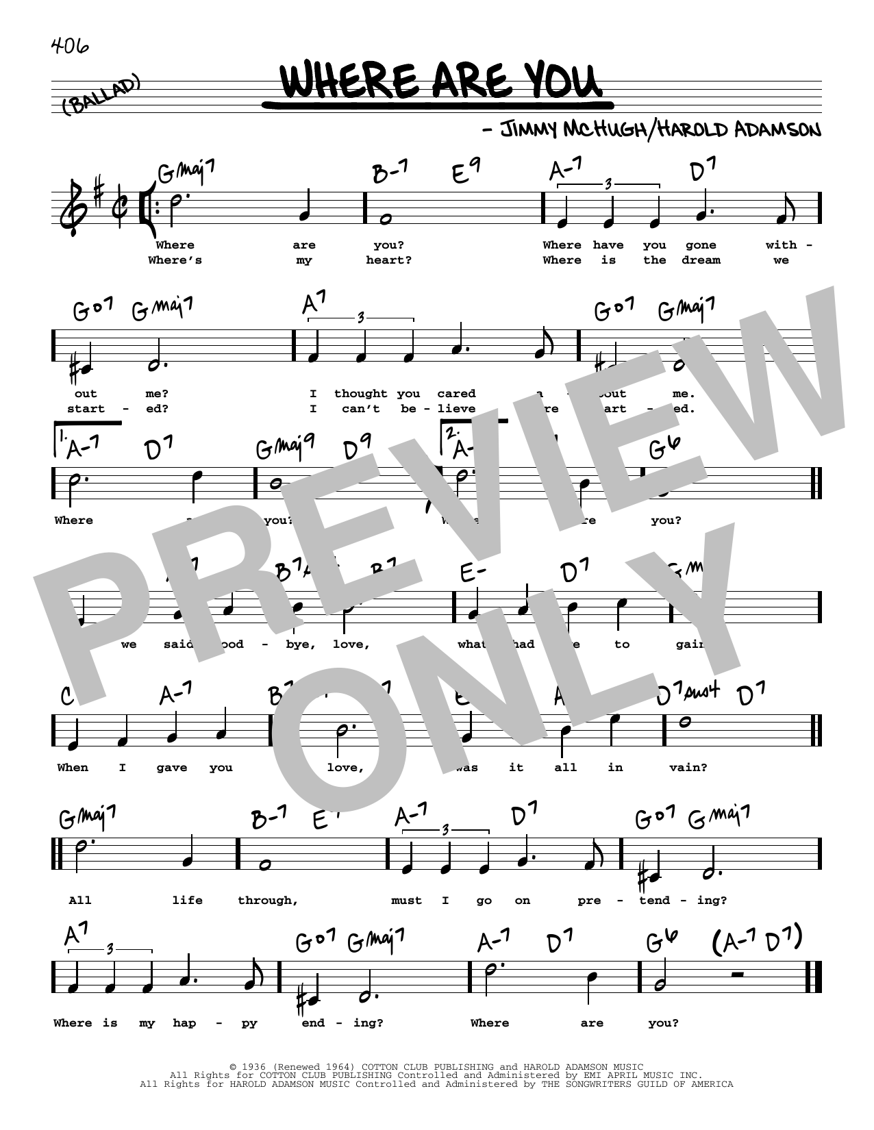 Download Frank Sinatra Where Are You (High Voice) Sheet Music and learn how to play Real Book – Melody, Lyrics & Chords PDF digital score in minutes