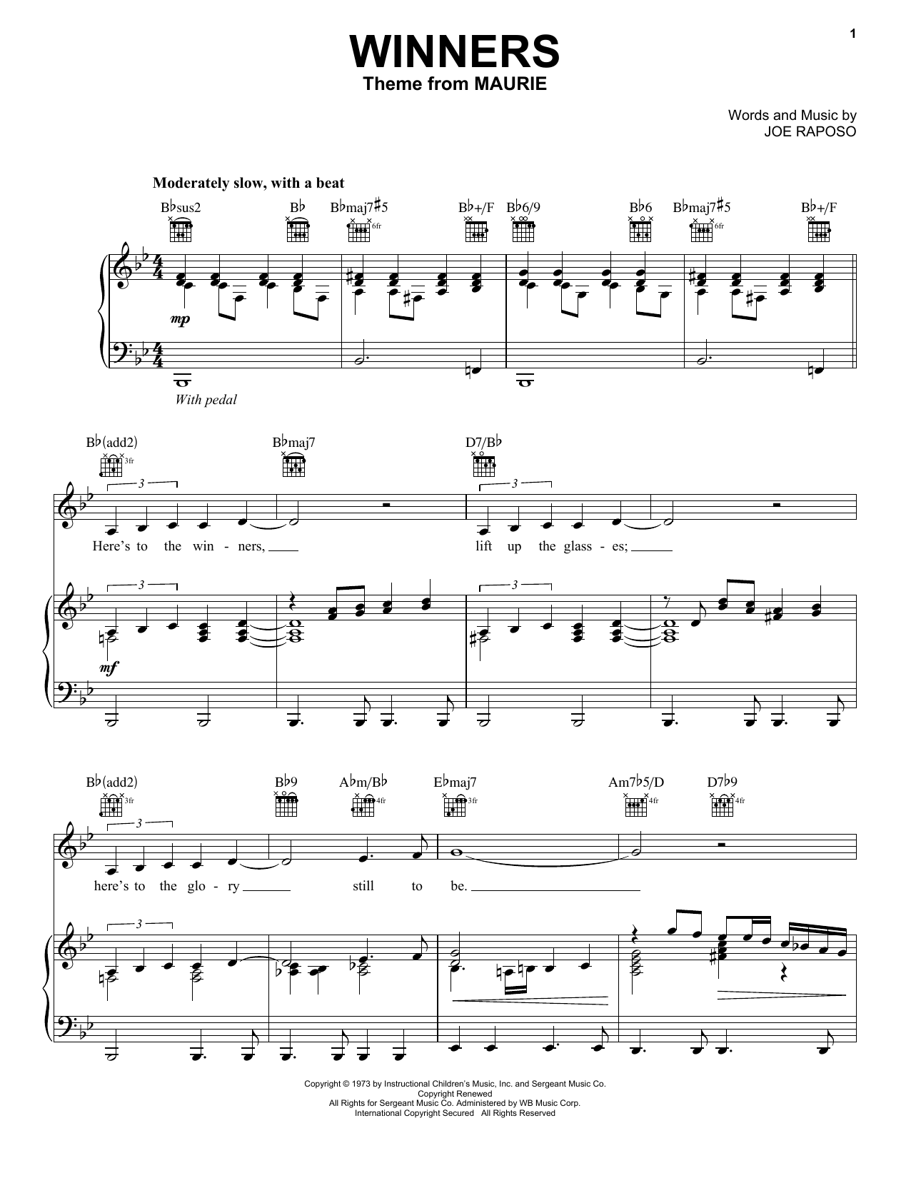 Download Frank Sinatra Winners Sheet Music and learn how to play Piano, Vocal & Guitar (Right-Hand Melody) PDF digital score in minutes