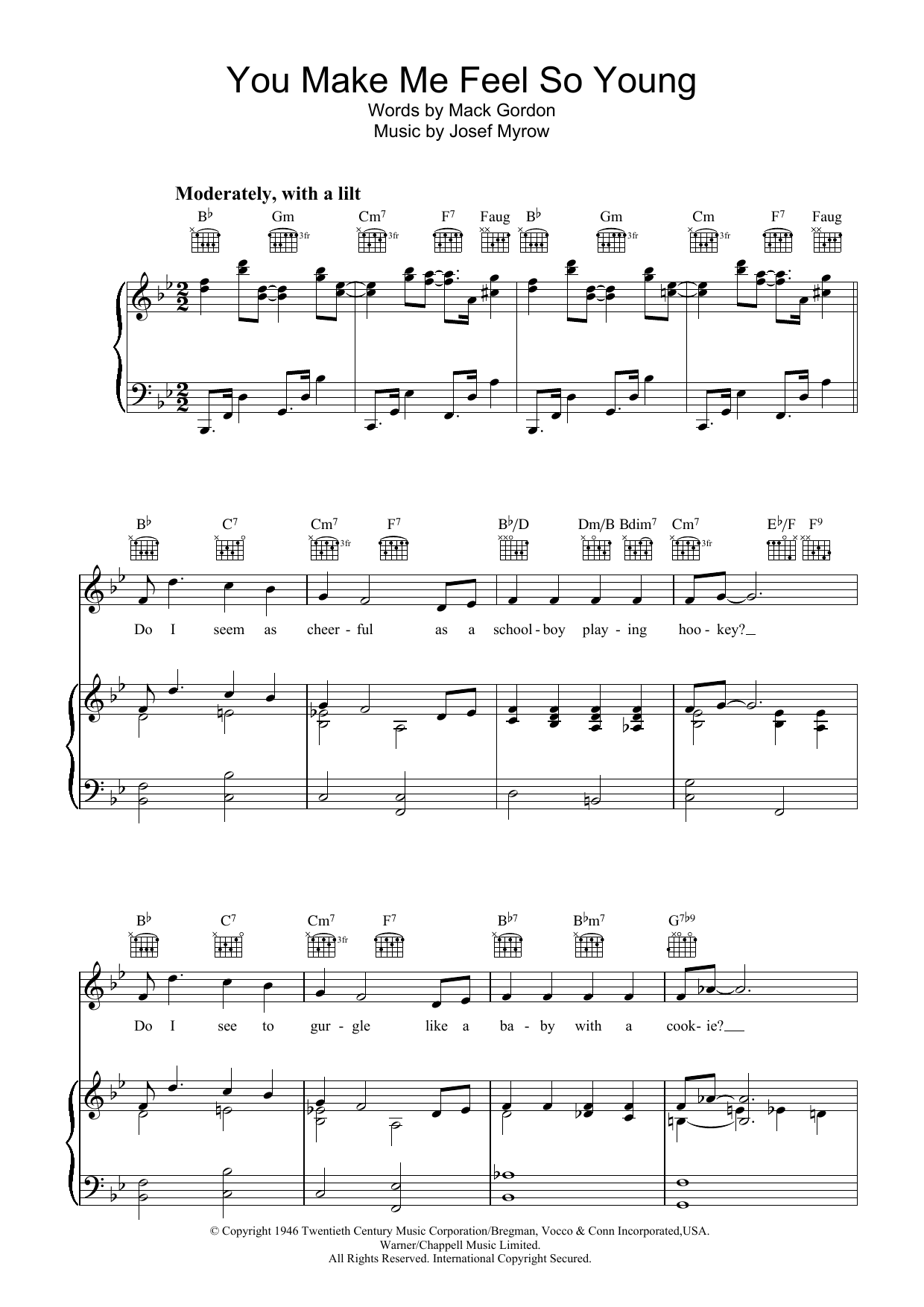 Download Frank Sinatra You Make Me Feel So Young Sheet Music and learn how to play Real Book – Melody & Chords PDF digital score in minutes