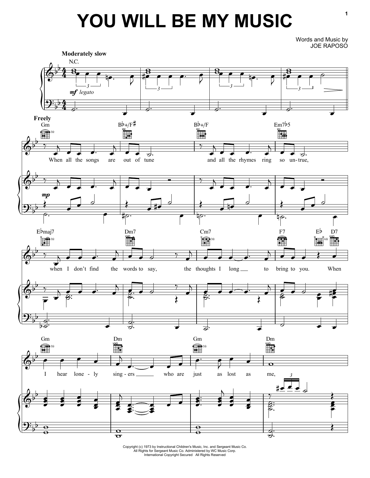 Download Frank Sinatra You Will Be My Music Sheet Music and learn how to play Piano, Vocal & Guitar Chords (Right-Hand Melody) PDF digital score in minutes