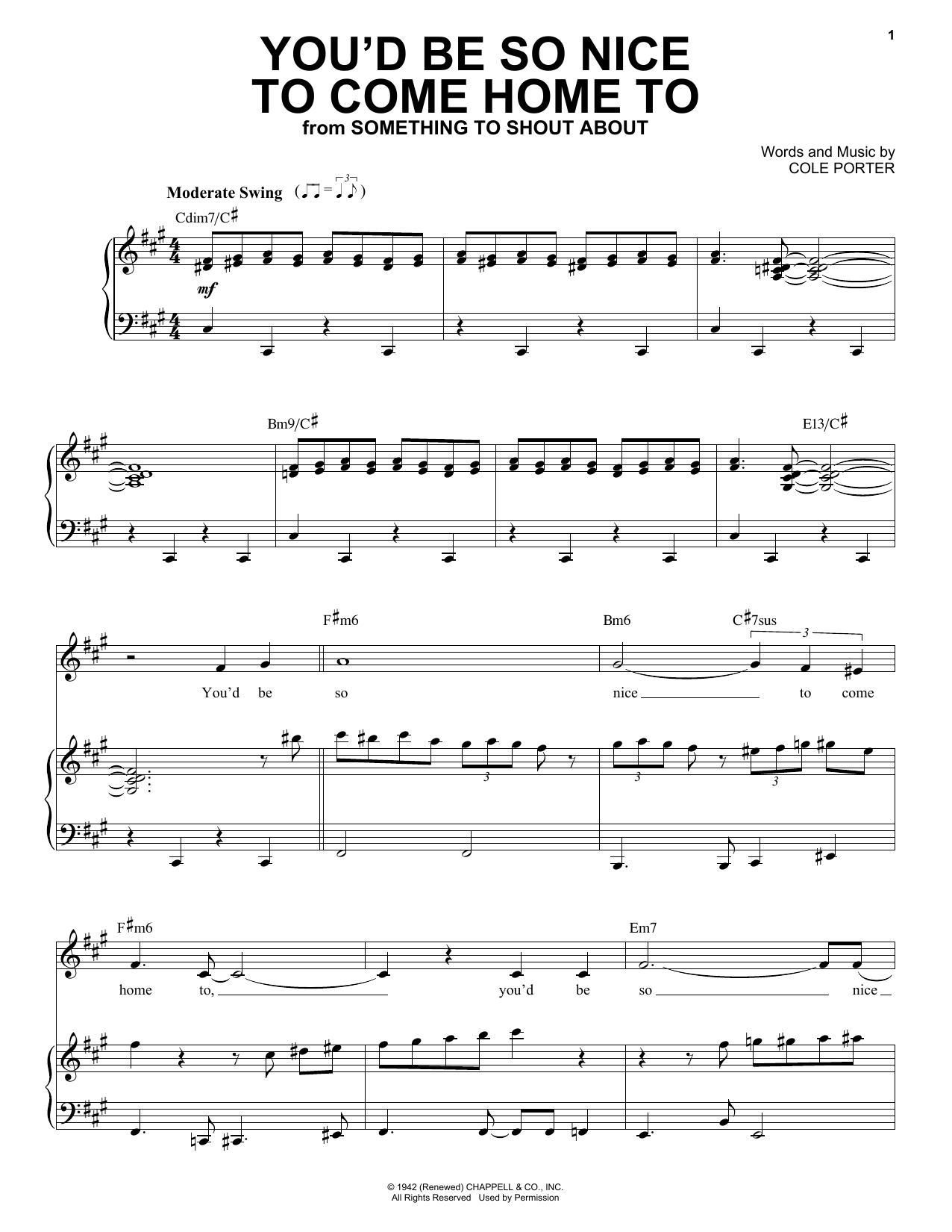 Download Frank Sinatra You'd Be So Nice To Come Home To Sheet Music and learn how to play Piano & Vocal PDF digital score in minutes