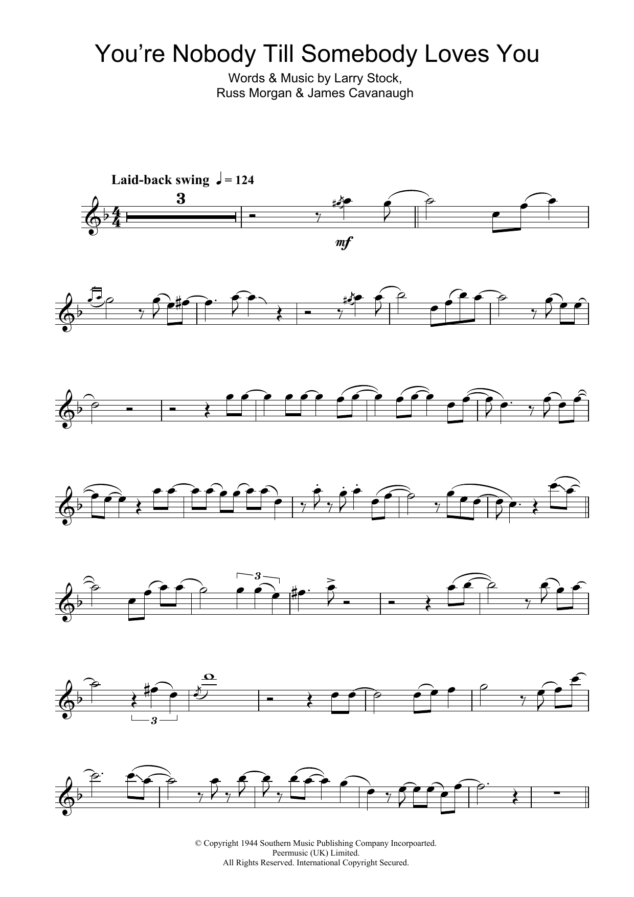 Download Frank Sinatra You're Nobody Till Somebody Loves You Sheet Music and learn how to play Flute PDF digital score in minutes