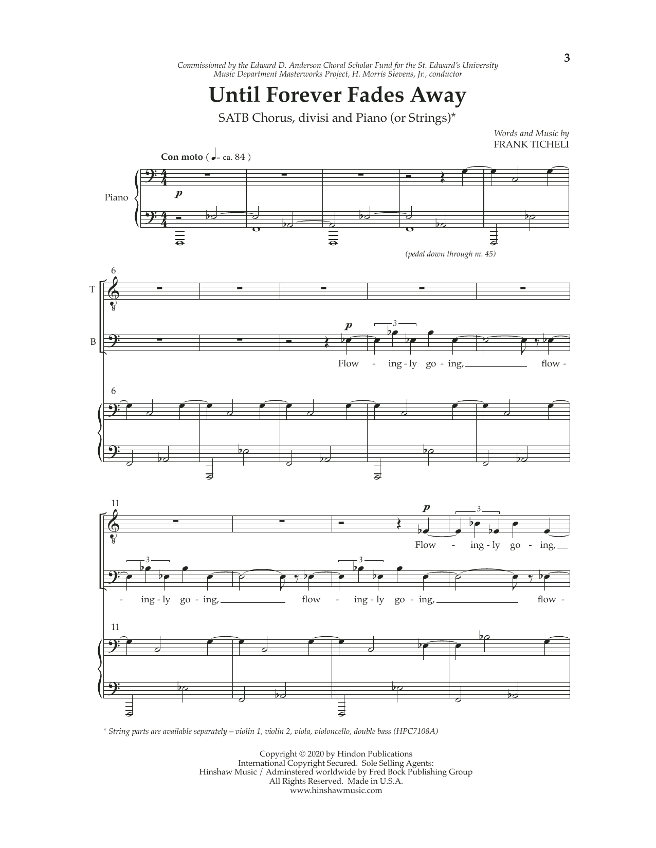 Download Frank Ticheli Until Forever Fades Away Sheet Music and learn how to play SATB Choir PDF digital score in minutes