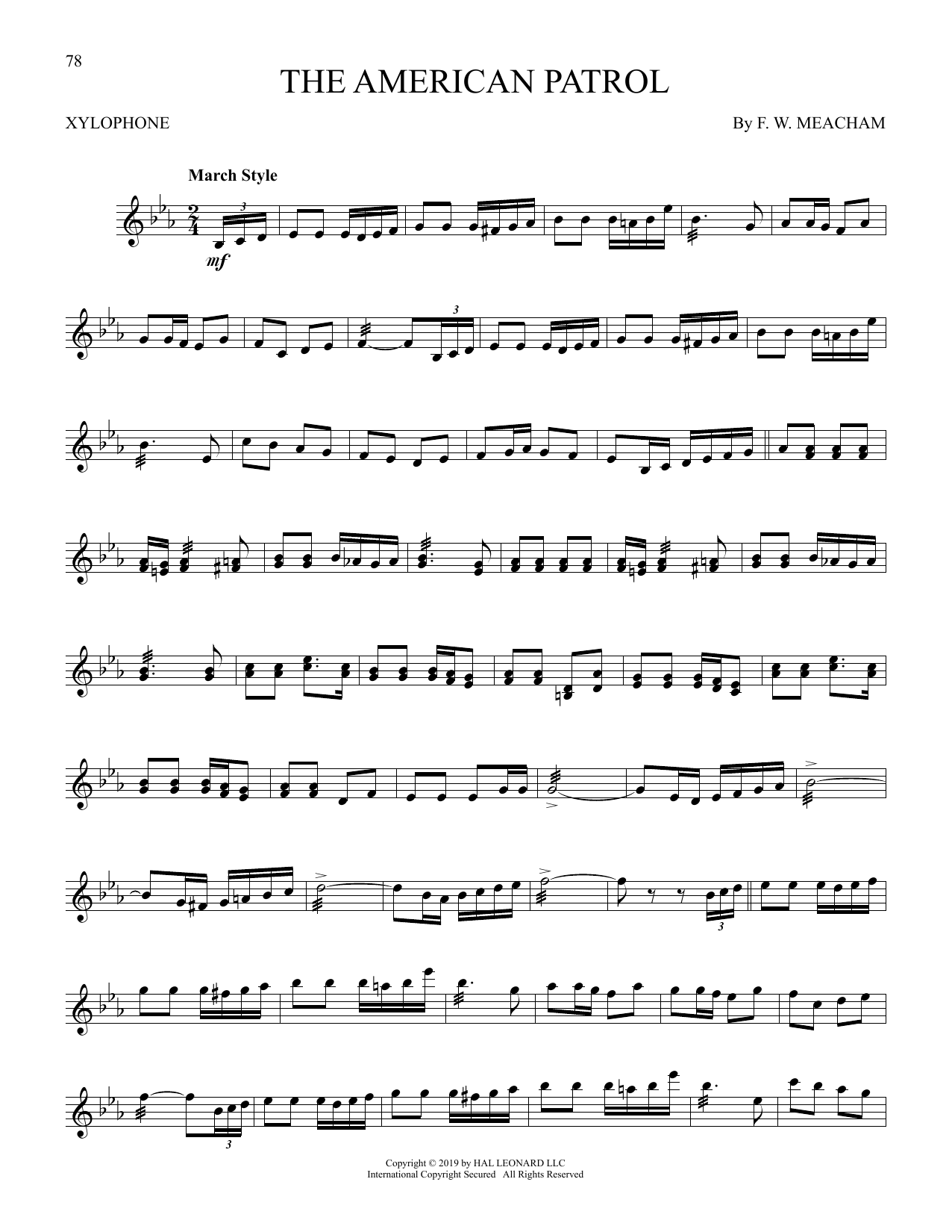 Download F.W. Meacham The American Patrol Sheet Music and learn how to play Xylophone Solo PDF digital score in minutes