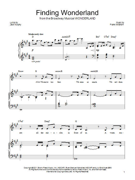 Download Frank Wildhorn Finding Wonderland Sheet Music and learn how to play Piano, Vocal & Guitar (Right-Hand Melody) PDF digital score in minutes