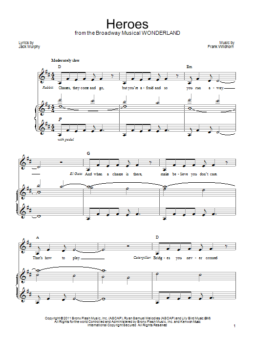 Download Frank Wildhorn Heroes Sheet Music and learn how to play Piano, Vocal & Guitar (Right-Hand Melody) PDF digital score in minutes