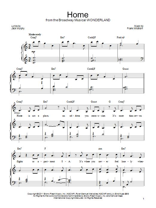 Download Frank Wildhorn Home Sheet Music and learn how to play Piano, Vocal & Guitar (Right-Hand Melody) PDF digital score in minutes