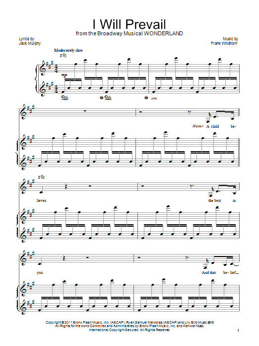 Download Frank Wildhorn I Will Prevail Sheet Music and learn how to play Piano, Vocal & Guitar (Right-Hand Melody) PDF digital score in minutes