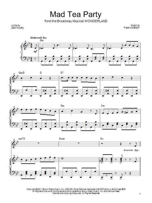 Download Frank Wildhorn Mad Tea Party Sheet Music and learn how to play Piano, Vocal & Guitar (Right-Hand Melody) PDF digital score in minutes