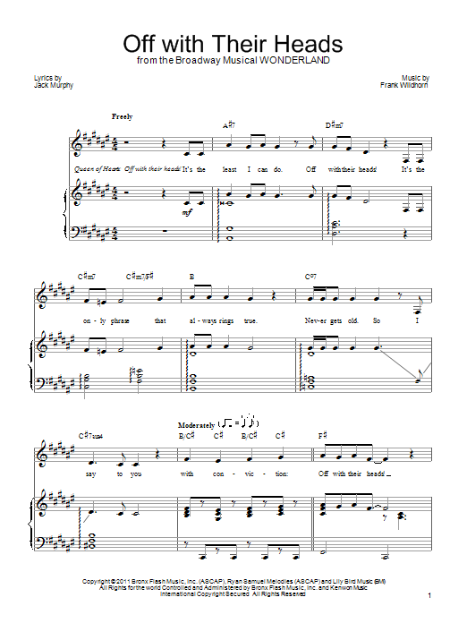 Download Frank Wildhorn Off With Their Heads Sheet Music and learn how to play Piano, Vocal & Guitar (Right-Hand Melody) PDF digital score in minutes