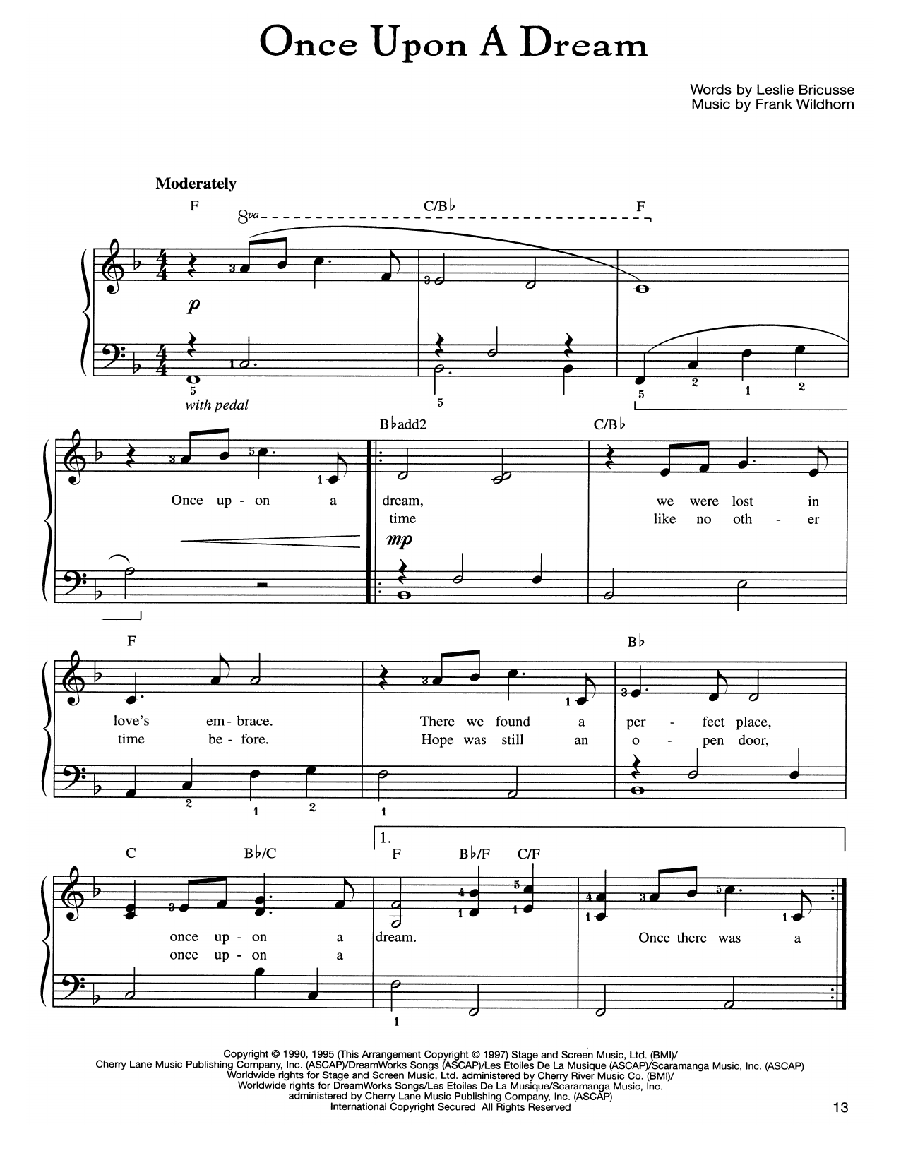 Download Frank Wildhorn Once Upon A Dream Sheet Music and learn how to play Easy Piano PDF digital score in minutes