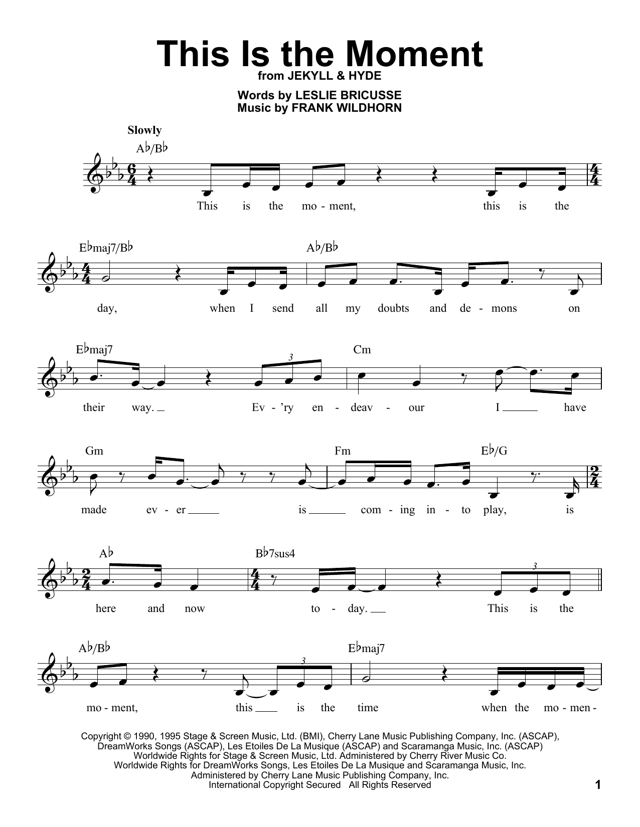 Download Frank Wildhorn This Is The Moment Sheet Music and learn how to play Alto Saxophone PDF digital score in minutes