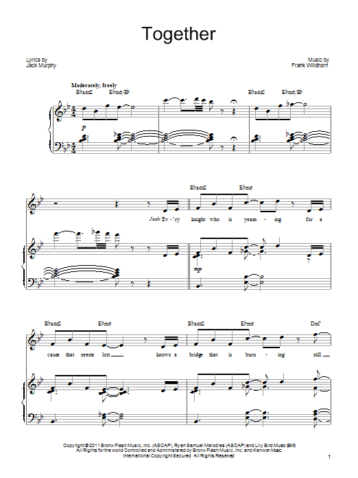 Download Frank Wildhorn Together Sheet Music and learn how to play Piano, Vocal & Guitar (Right-Hand Melody) PDF digital score in minutes