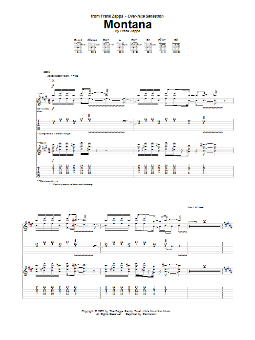 Download Frank Zappa Montana Sheet Music and learn how to play Guitar Tab PDF digital score in minutes
