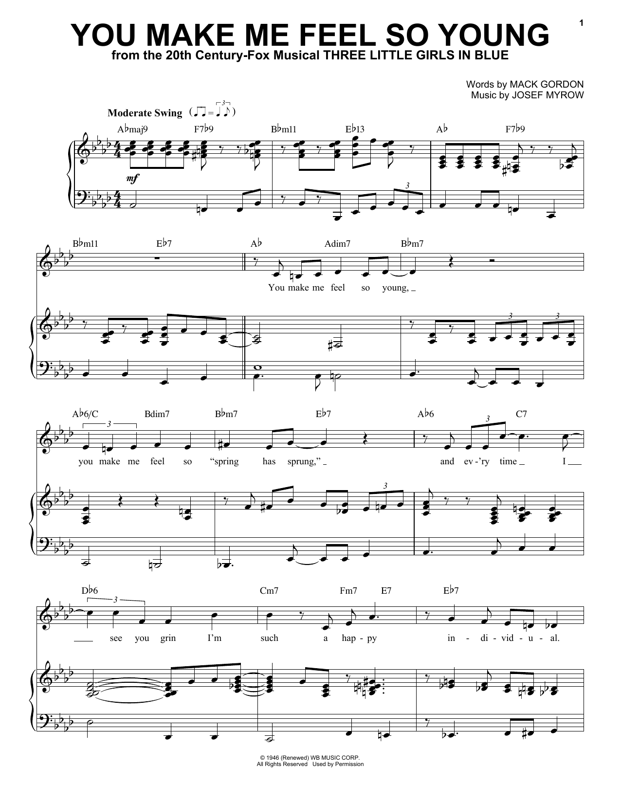 Frank Sinatra You Make Me Feel So Young Sheet Music Notes Download 