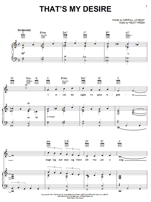 Download Frankie Laine That's My Desire Sheet Music and learn how to play Piano, Vocal & Guitar (Right-Hand Melody) PDF digital score in minutes