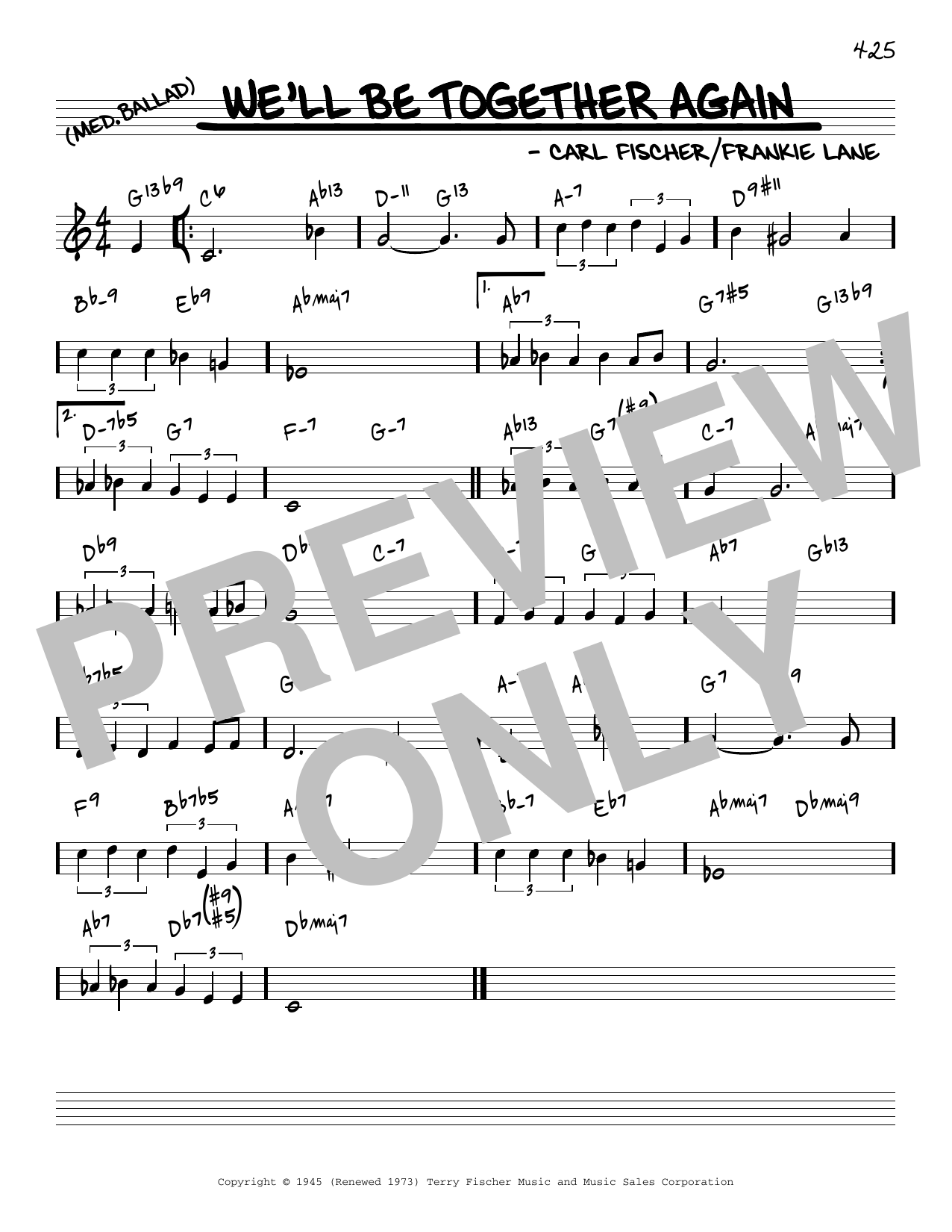 Download Frankie Laine We'll Be Together Again [Reharmonized version] (arr. Jack Grassel) Sheet Music and learn how to play Real Book – Melody & Chords PDF digital score in minutes