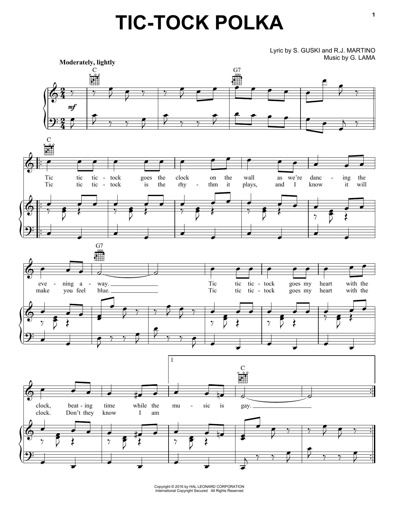 Download Frankie Yankovic Tic-Tock Polka Sheet Music and learn how to play Accordion PDF digital score in minutes