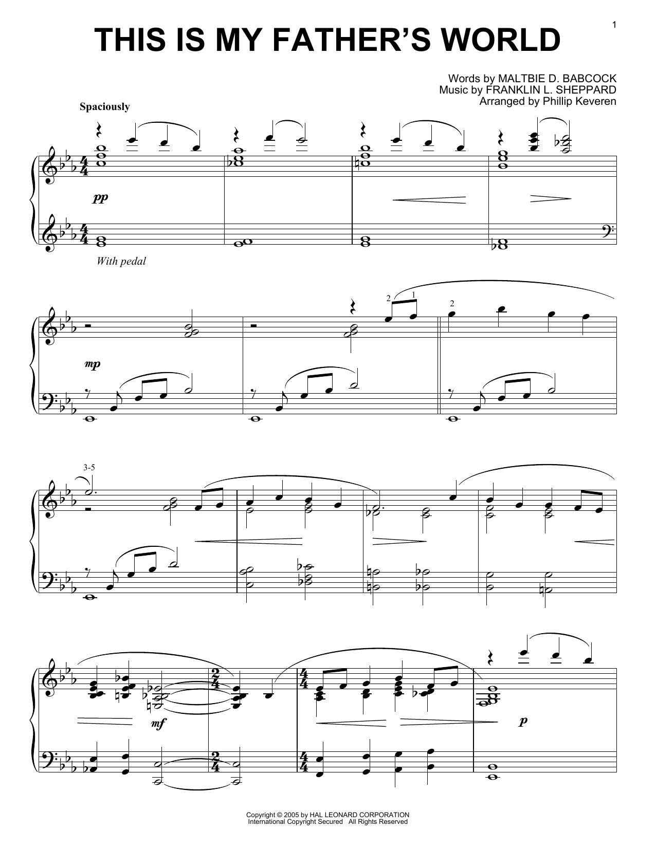 Download Franklin L. Sheppard This Is My Father's World [Jazz version] (arr. Phillip Keveren) Sheet Music and learn how to play Piano Solo PDF digital score in minutes