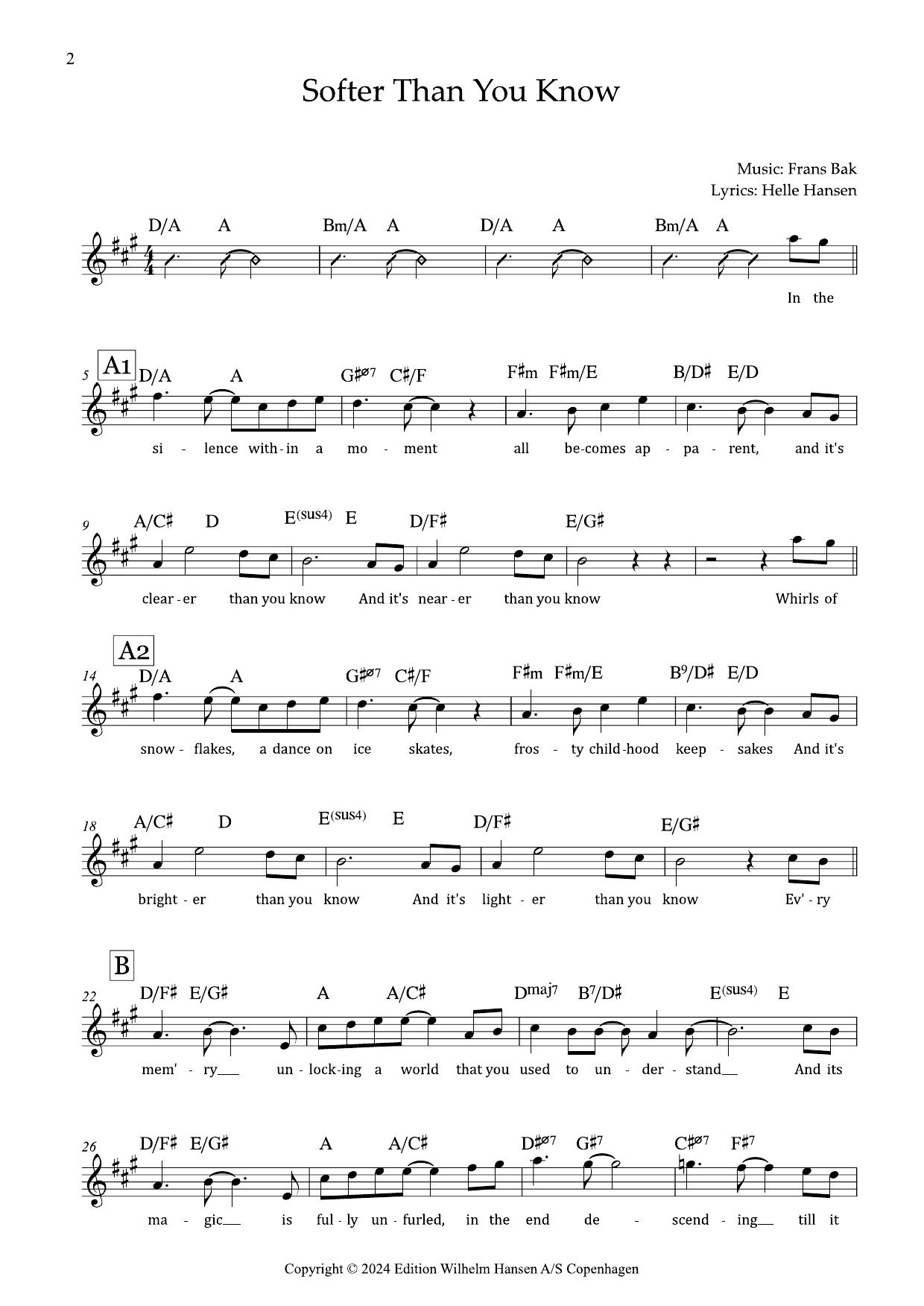 Download Frans Bak Softer Than You Know Sheet Music and learn how to play Vocal Solo PDF digital score in minutes