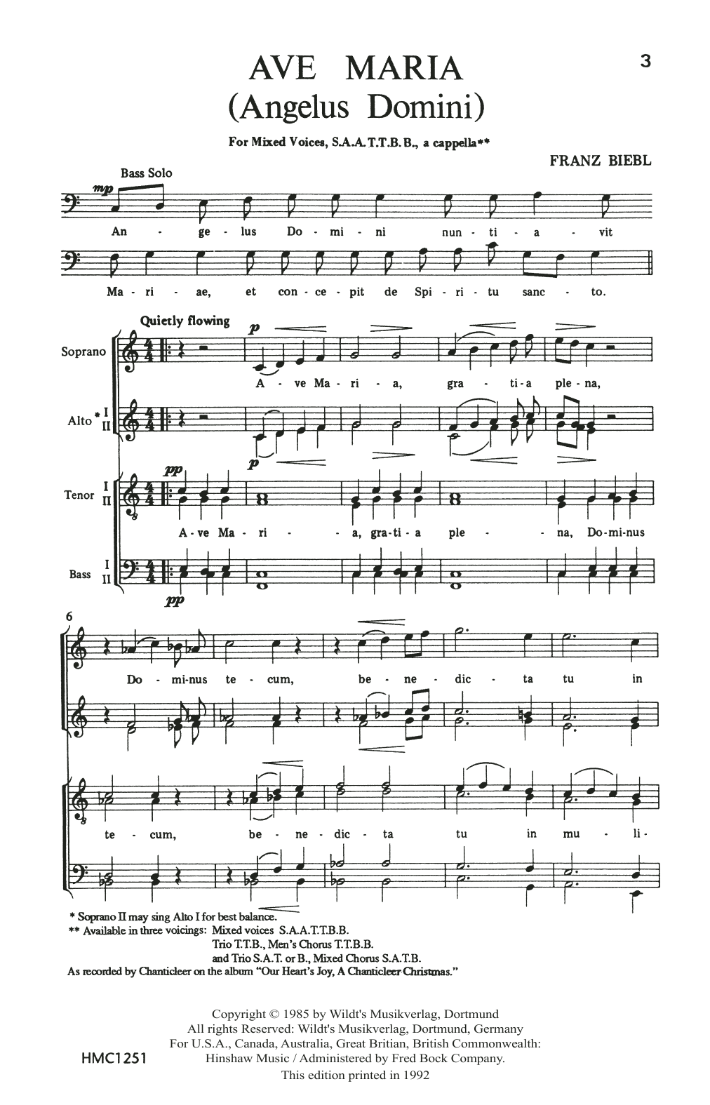 Download Franz Biebl Ave Maria Sheet Music and learn how to play Choir PDF digital score in minutes