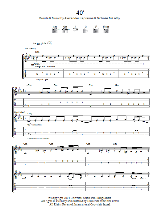 Download Franz Ferdinand 40' Sheet Music and learn how to play Lyrics & Chords PDF digital score in minutes