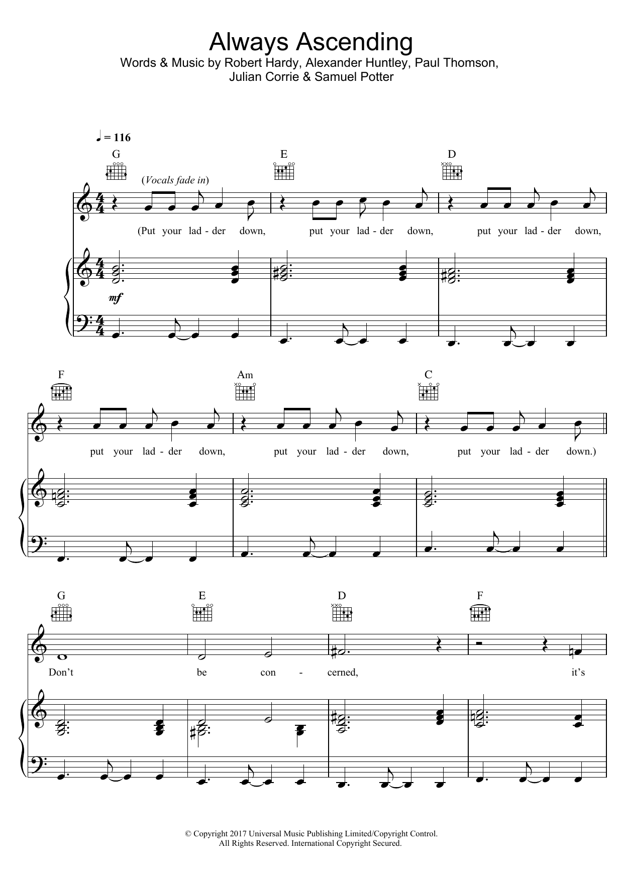 Download Franz Ferdinand Always Ascending Sheet Music and learn how to play Piano, Vocal & Guitar (Right-Hand Melody) PDF digital score in minutes