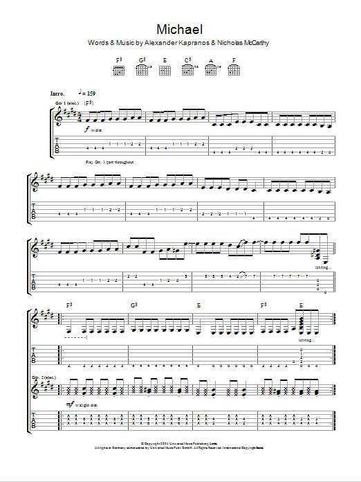 Download Franz Ferdinand Michael Sheet Music and learn how to play Lyrics & Chords PDF digital score in minutes